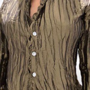 Olive silk blouse